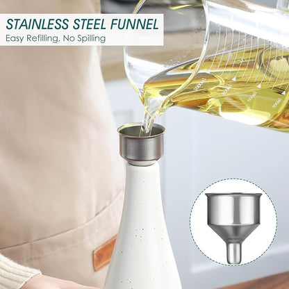 vancasso 16 Oz Ceramic Olive Oil Dispenser Bottle, Bottle Dispenser with Spout and Funnel for Kitchen,Suitable for Oil, Vinegar, Coffee Syrups & Other Liquids，Cream - Image 4