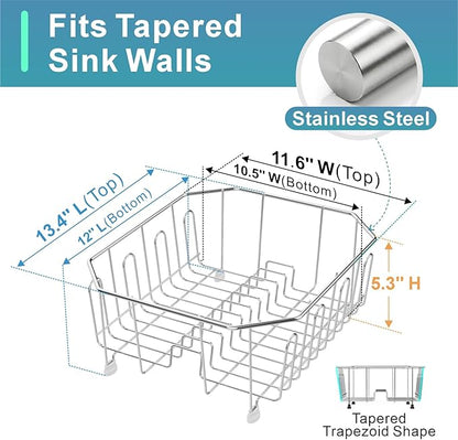 GSlife Small in Sink Dish Drying Rack - Stainless Steel Compact Dish Drainer for RV Kitchen Apartment Sink, Rust Resistant Inside Sink Rack, 1–2 Person Households, 11.6" W x 13.4" L, Silver - Image 3