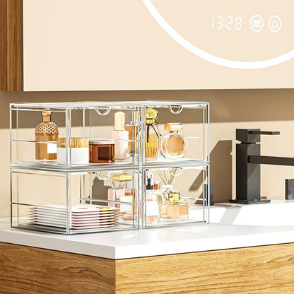 caktraie Acrylic Makeup Organizer, 4 Pack Drawer Organizer - Transparent Desktop Storage for Cosmetics, Office Supplies & More - Clear Organizers for Home & Office Use - Image 4