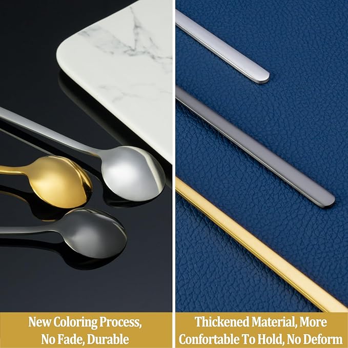 12 Pcs Teaspoons Set, 6.7 Inch Tea Spoons Long Handle, Small Teaspoons, Food Grade Stainless Steel Spoons, Long Spoon for Stirring, Metal Espresso Spoon, Coffee Bar Accessories - Image 5