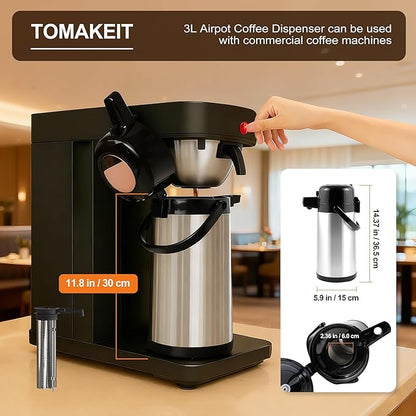TOMAKEIT Airpot Coffee Dispenser with Pump,102 OZ/ 3L Large Coffee Dispenser with Tea Filter for Party Hot Drinks Water Tea Chocolate Hot/Cold Water, Insulated Stainless Steel Thermal Carafes - Image 5