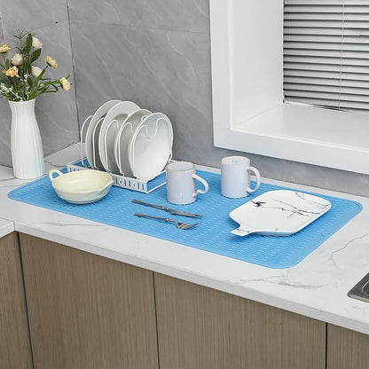 MicoYang Silicone Dish Drying Mat for Multiple Usage,Easy clean,Eco-friendly,Heat-resistant Silicone Mat for Kitchen Counter or Sink,Refrigerator or Drawer Liner Light Blue 5XL 36inches x 18inches - Image 6