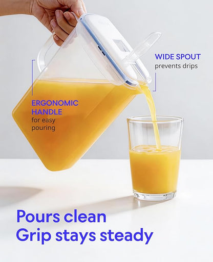 LocknLock Aqua Fridge Door Water Jug | Clear Pitcher | BPA Free Plastic Pitcher with Lid | 3 Quart Pitcher with Lid for Water, Juice, Tea & More Beverages, Orange - Image 5