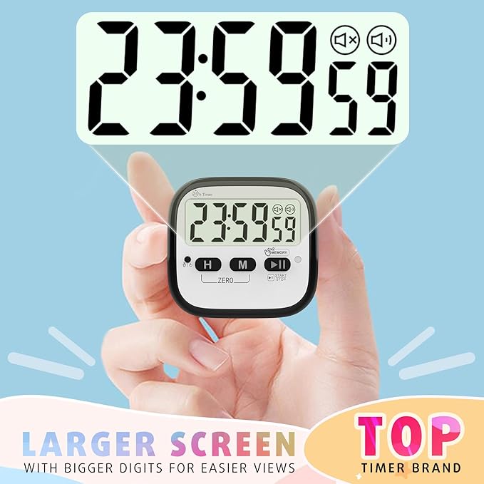 AyayaBoss 2-Pack Magnetic Kitchen Timers for Cooking, Digital Stop Watch Countdown Timer for Kids, Teachers, Classroom, Office, Exercise - Battery Included - Image 5