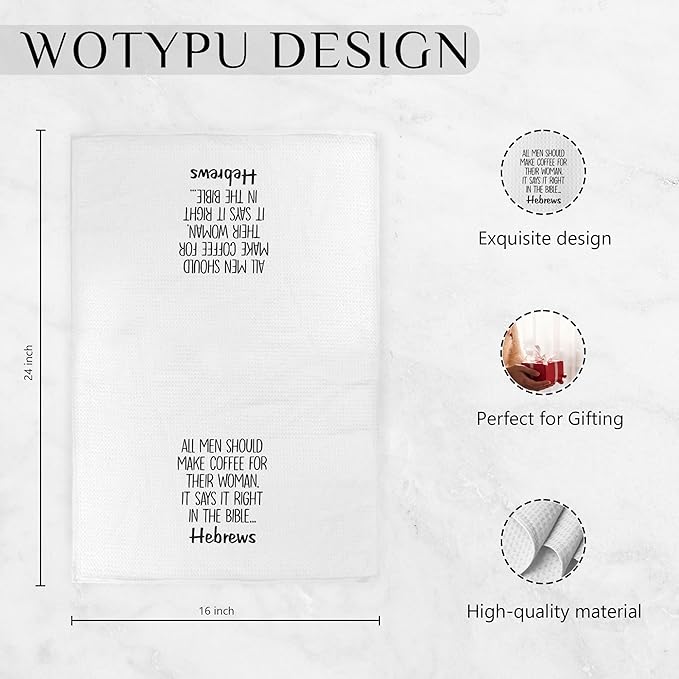 Funny Coffee Kitchen Towels, Coffee Gifts for Men Women Dish Tea Bar Towel, Housewarming Gifts Decorative Hand Towels for Kitchen Home Bar Decor, 16x24 Inch