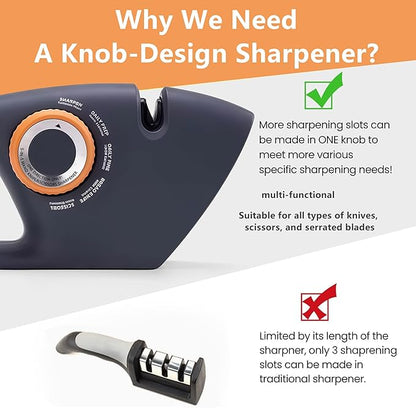 5 in 1 Versatile Manual Knife Sharpener, 5 Stages Knife Sharpeners Professional Chef's Kitchen Knife Accessories, Kitchen Blade & Scissors Sharpening Tool, Easy to Use, for Kitchen Knife - Image 3