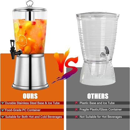 2 Gallons Beverage Dispenser With Stand, Drink Dispensers for Parties, Stainless Steel Juice Dispensers with Ice Tube and Spigot, Punch Dispenser For Parties - Image 4