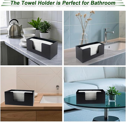 Paper Towel Holder Countertop, Acrylic Bathroom Paper Towel Holder, Black Napkin Holder for Kitchen, Countertop Multifold Z-fold C-fold,Trifold Paper Hand Towel Dispenser for Bathroom Toilet (2)