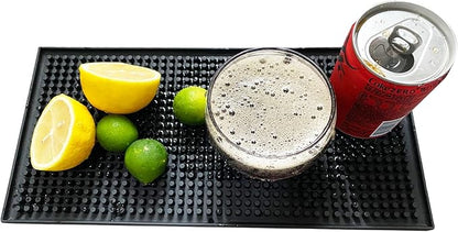 XieNie Bar Mat, 6" x 12" Black Small Coffee Mat for Home Bar Kitchen Countertop, Non-Slip Rubber Service Spill Mat for Cocktail Bartender Accessories, PVC Counter Top Cup Glasses Drying Mats, 1Pac - Image 3