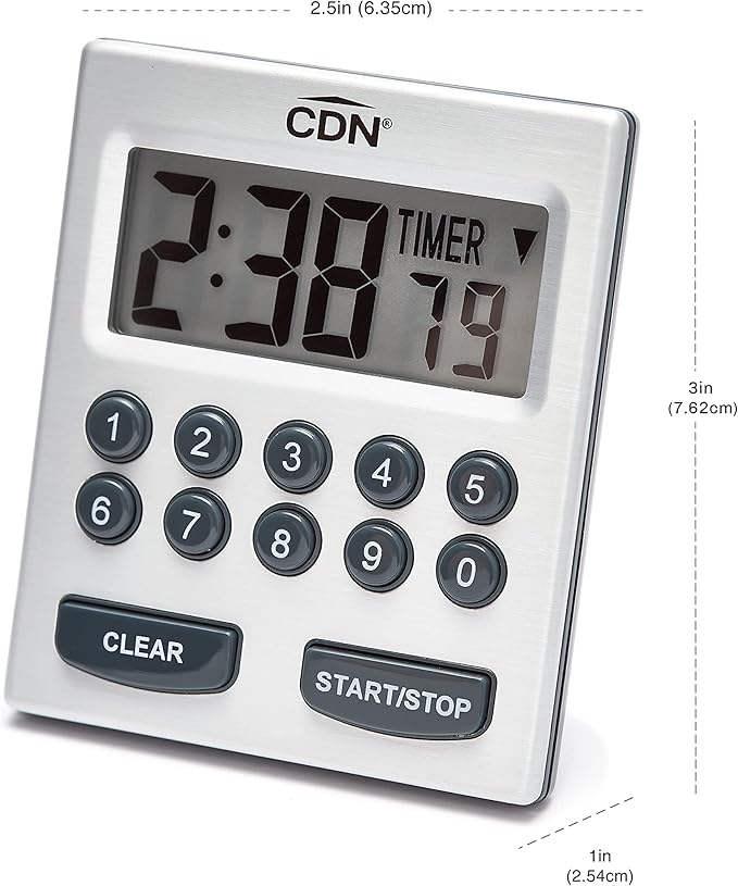CDN Direct Entry 2- Alarm Digital Kitchen Timer | Counts Up & Down, 10 Hours by Hours, Minutes & Seconds, Big Digit, Loud & Long Audio/Vibrate Alarm, Stand, Hang, Magnet Mounting - TM30 - Image 7
