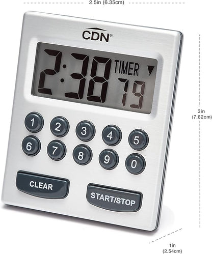 CDN Direct Entry 2- Alarm Digital Kitchen Timer | Counts Up & Down, 10 Hours by Hours, Minutes & Seconds, Big Digit, Loud & Long Audio/Vibrate Alarm, Stand, Hang, Magnet Mounting - TM30 - Image 7