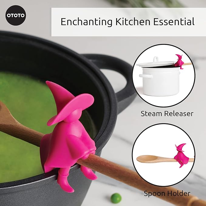 OTOTO Agatha Spoon Holder - Goth Cute Spoon Rest for Stove Top, Gothic, Spooky Cooking Gifts, Witchy Gifts, Cool Kitchen Gadgets, Halloween Gifts (Pink) - Image 4