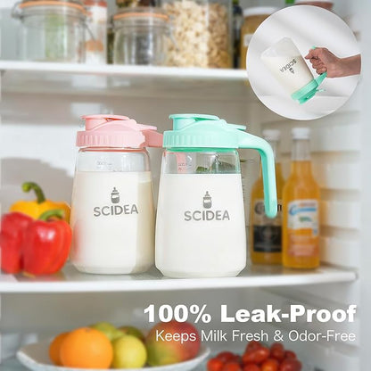 32oz Glass Pitcher with Lid, Heat & Cold Resistant, Leak-Proof Wide-Mouth Milk Fridge Storage Container, High borosilicate glass, Mason jar for Coffee, Iced tea, Milk, Food Storage – Green - Image 7