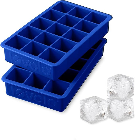 Tovolo Silicone Ice Cube Tray Stratus Blue Pack of 2 BPA Free Ice Tray Mold for Coffee Drinks Cocktails, Dishwasher Safe Easy Release Perfect 1 Inch Cube Ice Tray for Whiskey Bourbon Spirits by Tovolo