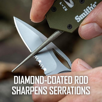 Smith’s Pocket Pal Tactical Knife Sharpener - 2 Stage Sharpener & Diamond Sharpening Rod - Pocket Clip - Outdoor Hunting Knife & Hook Sharpener - Compact & Lightweight - Image 4