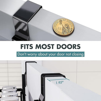 Eastherry Over The Door Pantry Organizer，9-Tier Over The Door Organizer with Adjustable Basket，Metal Hanging Pantry Organizers and Storage for Kitchen, Back of Door Seasoning Rack (Black) - Image 4