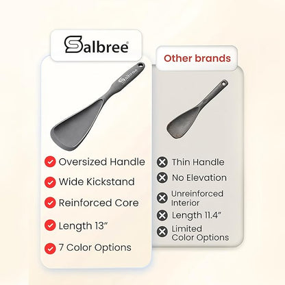 Silicone Spoon Spatula for Cooking - Multifunction Scoop Spatula Spoonula - Heat Resistant Cooking Spoon for Nonstick Cookware - Large Silicone Kitchen Spoon - Seamless Design (Gray/Teal,2pcs) - Image 3