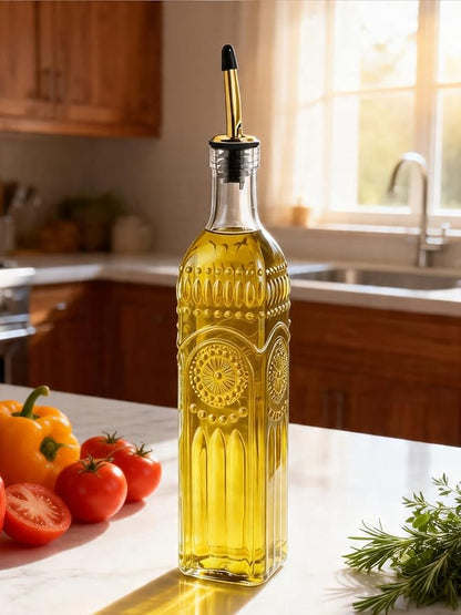 2 Pcs Olive Oil Dispenser Bottle for Kitchen,17oz Clear Glass Cooking Oil and Vinegar Dispenser Set, Coffee Syrup Dispenser with 2 Pourers and 1 Funnel (Two squares) - Image 4