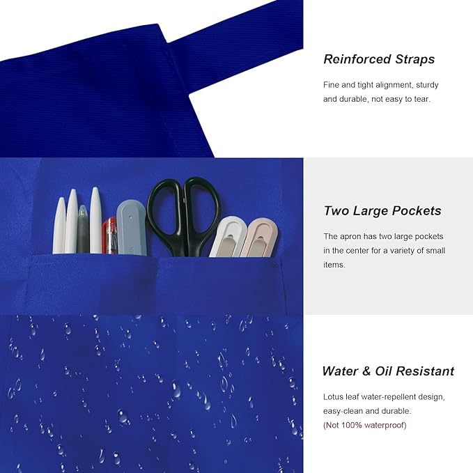 15 Pcs Adult Aprons Bulk with Pockets Adjustable Bib Chef Apron for Women Men Painting Cooking Crafting (S/L) - Image 3