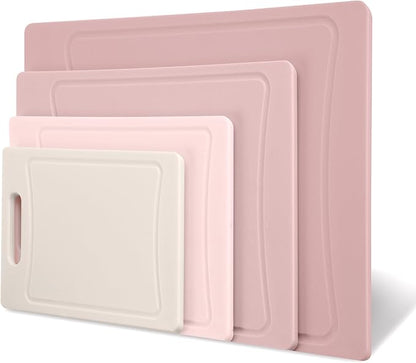 COOK WITH COLOR Non-Slip Cutting Board Set – Kitchen Essentials with Easy Grip Handle for Meat, Veggies, and Fruits, 4 Cutting Boards, Pink - Image 8