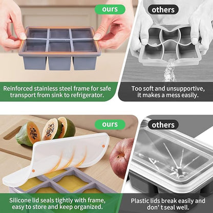 Large Ice Cube Tray for Whiskey: FDDBI Big Square Ice Cube Maker for Cocktail - 3Pack Silicone Old Fashioned Ice Cube Trays - 2inch Huge Cubed Ice Trays for Whisky - Image 3