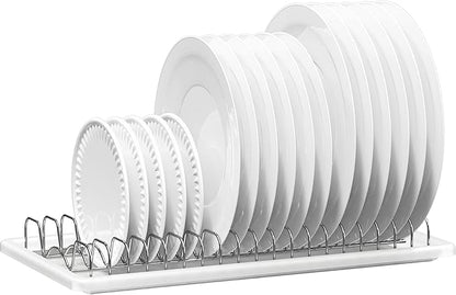 Simple Houseware Stainless Steel Plate Drying Rack with Drainboard, Chrome