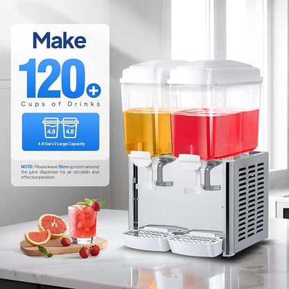 ROVSUN 9.6 Gallon/36L Commercial Beverage Dispenser Drink Dispenser, 18L X 2 Tanks Commercial Juice Dispenser Stainless Steel with Thermostat Controller for Home Restaurant Bar Party 110V/60HZ - Image 3