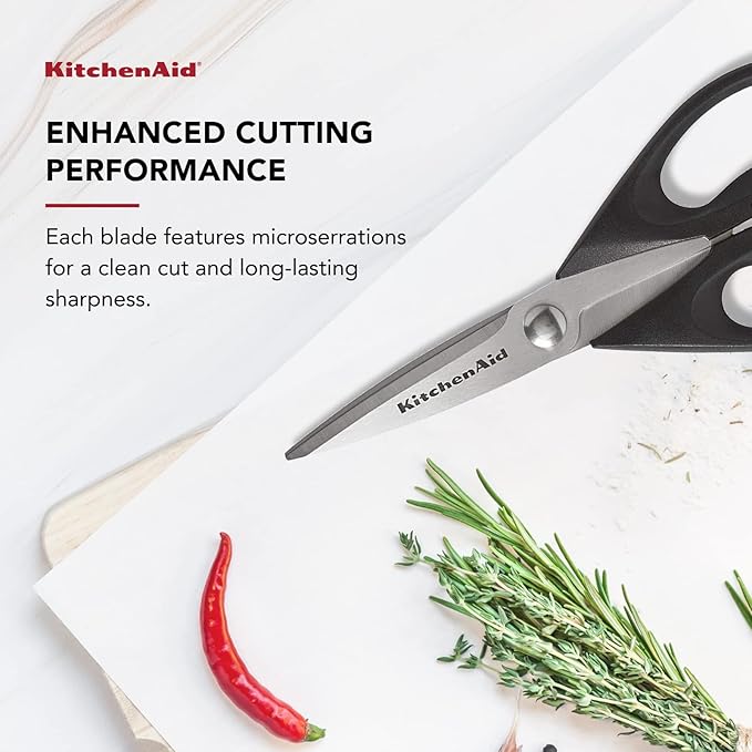 KitchenAid All Purpose Kitchen Shears with Protective Sheath Durable Stainless Steel Scissors, Dishwasher Safe, Soft Grip Comfort Handle, 8.72 Inch, Black, Pack of 12 - Image 6