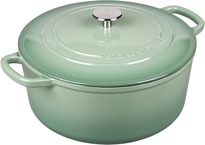 EDGING CASTING Enameled Cast Iron Dutch Oven Pot With Lid, 5.5 Quart, for Bread Baking, Cooking, Sage Green - Image 5