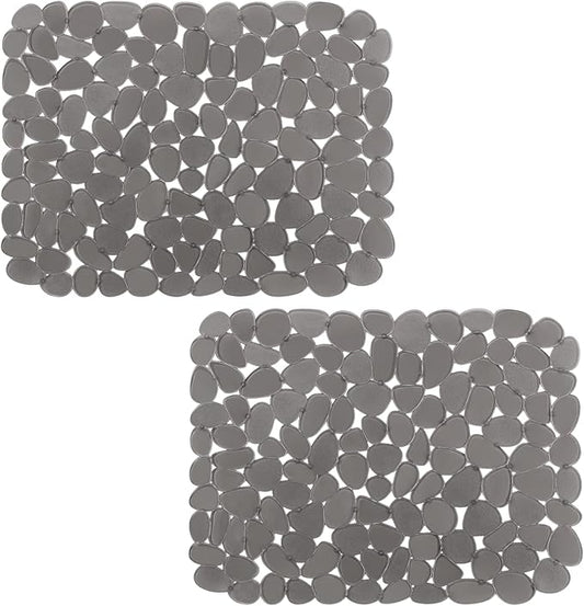 Bligli Pebble Sink Mat for Stainless Steel/Ceramic Sinks, 2 Pack PVC Sink Protectors Mats for Bottom of Kitchen Sink, Dish Drying Mat for Dishes and Glassware, 15.7 x 11.8 inch, Grey