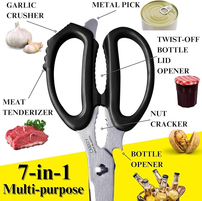 CANARY Japanese Kitchen Scissors for Food 9.5" [Long Blade] Heavy Duty Kitchen Shears, Dishwasher Safe Come Apart Blade, Japanese Stainless Steel Blade, Made in JAPAN - Image 5