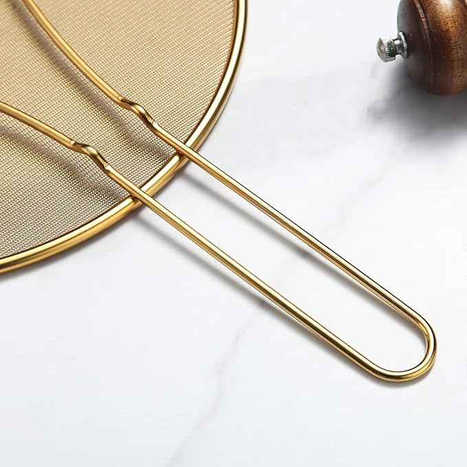 Evanda 12" Gold Splatter Screen for Cooking, Stainless Steel Fine Mesh for Frying Pan, Grease Guard for Pan to Stop Hot Oil Splatter, Protect the Skin From Burns, Safe Cooking Lid - Image 8