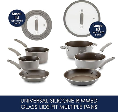 Rachael Ray Cook + Create Nonstick Cookware/Pots and Pan Set, 10 Piece, Gray