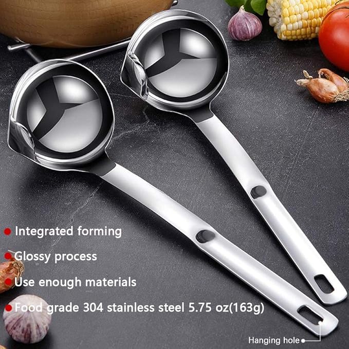 Stainless Steel Oil Separator Soup Ladle Gravy Food Fat Separator Skimmer Spoon Grease Strainer Separater Hot Pot Oil Filter Spoon For Home Kitchen And Cooking,Soup Colander 12 Inch - Image 4