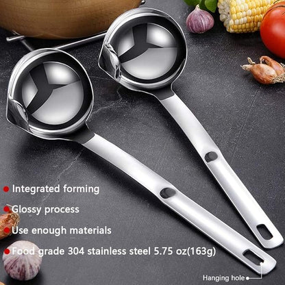 Stainless Steel Oil Separator Soup Ladle Gravy Food Fat Separator Skimmer Spoon Grease Strainer Separater Hot Pot Oil Filter Spoon For Home Kitchen And Cooking,Soup Colander 12 Inch - Image 4