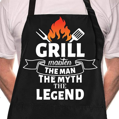 ZOORON Funny Cooking Chef Apron with Pockets BBQ Kitchen Work Aprons Birthday Father’s Day Grilling Gifts for Dad, Husband