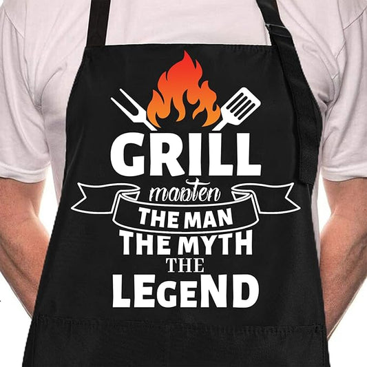 ZOORON Funny Cooking Chef Apron with Pockets BBQ Kitchen Work Aprons Birthday Father’s Day Grilling Gifts for Dad, Husband