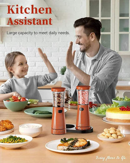 Electric Salt and Pepper Grinder Set with Storage Base, Stainless Steel Rechargeable Salt and Pepper Grinder Set with 4.5 oz Large Capacity, 1.8" Wide Mouth, Adjustable Coarseness, Ideal for Kitchen - Image 8