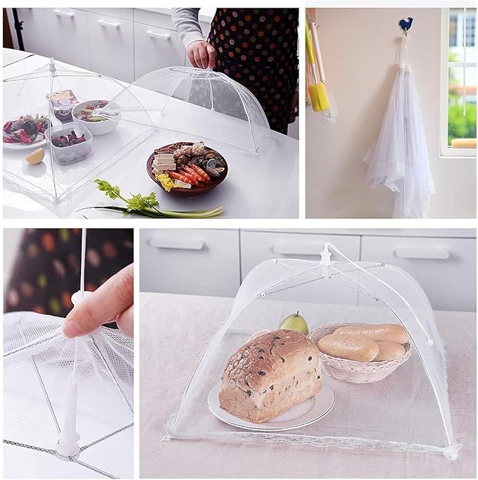 (3Pack) Pop-up Picnic Food Tent Covers, 17x17Inch Foldable Mesh Screen Food Covers for Outdoors, Reusable Food Cover Net Keep Out Flies, Mosquitoes… - Image 8