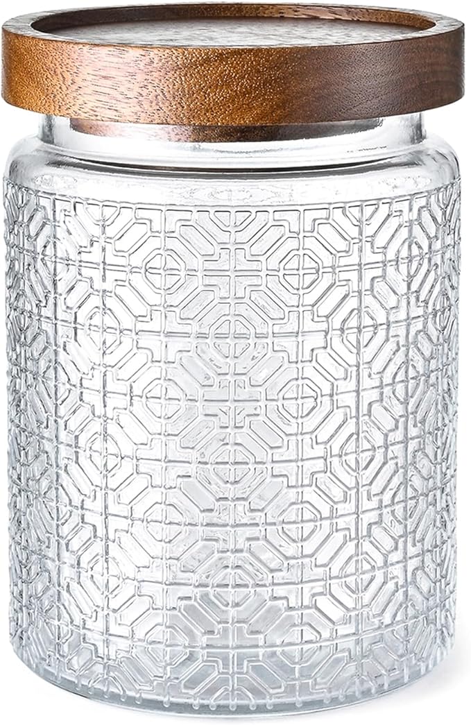 Adodeen 24oz Vintage Glass Canister With Lid Small Glass Jars Wide Mouth Mason Jars Airtight Coffee Canisters Kitchen Storage Containers For Sugar Tea Spice Flour Candy Cookie Cereal Cute Decorative by Unknown