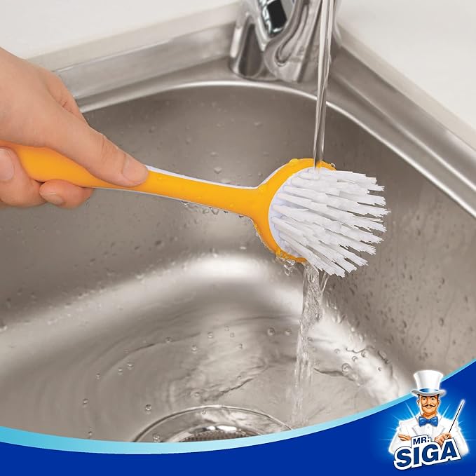 MR.SIGA Round Dish Brush, Size: Dia 5.5 x 25cm - Pack of 3 - Image 6