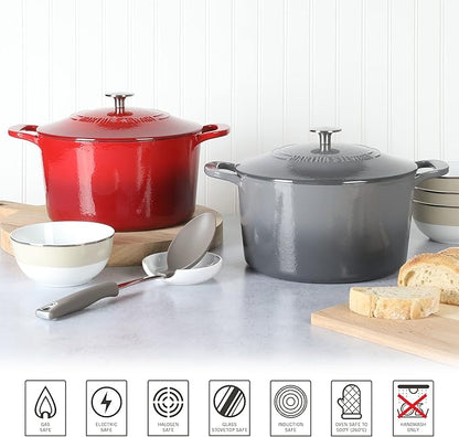 MARTHA STEWART Gatwick 7-Quart Enamel Cast Iron Dutch Oven – Red Ombre – Heavy-Duty Dutch Oven for Slow Cooking, Braising & Baking - Image 5