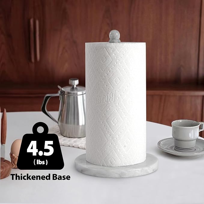 Koville African Natural Marble Paper Towel Holder Countertop, Genuine Stone Paper Towel Holder Stand for Kitchen Storage, for Standard or Jumbo-Sized Rolls(Namib Fantasy) - Image 3