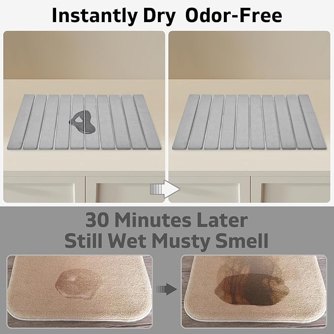 Stone Dish Drying Mats for Kitchen Counter, 24"(L)×16"(W), Drying Collapsible Dish Drying Mat, Eco-Friendly Absorbent Diatomaceous Earth Mats for Dishes Bottles Cups, Match Any Countertop - Image 2