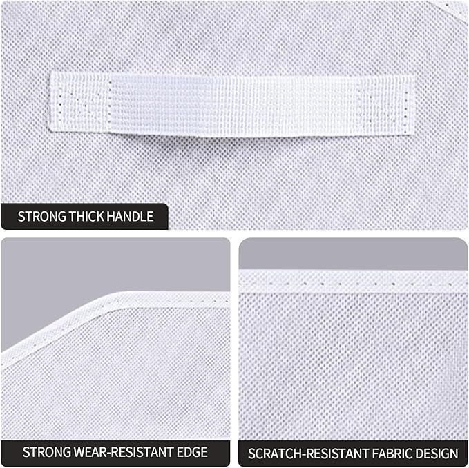 Homsorout Closet Baskets for Shelves Trapezoid - Decorative Storage Baskets with Handle, Closet Bins for Organization, Shelf Storage Bins for Clothes, Books, Home, Office, 3 pack, White - Image 7