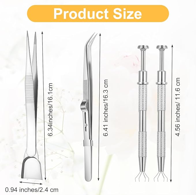 4 PCS Cake Decorating Tools Set, Stainless Steel Pearl Sprinkles Pen Pearl Grabber with 4 Claws & Tweezers with Shovel Head Spoon Sugar Cookie Decorating Supplies for Baking Cookies Cupcake Decoration