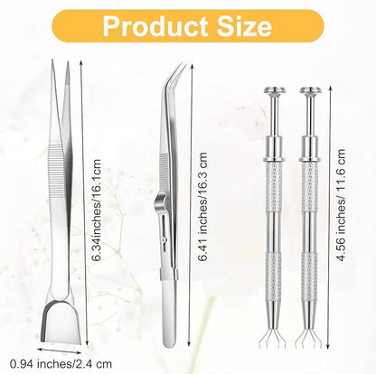 4 PCS Cake Decorating Tools Set, Stainless Steel Pearl Sprinkles Pen Pearl Grabber with 4 Claws & Tweezers with Shovel Head Spoon Sugar Cookie Decorating Supplies for Baking Cookies Cupcake Decoration