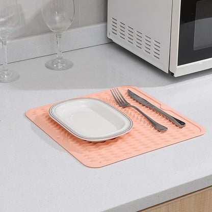 MicoYang Silicone Dish Drying Mat for Multiple Usage,Easy clean,Eco-friendly,Heat-resistant Silicone Mat for Kitchen Counter or Sink,Refrigerator or Drawer liner Pink M 12 inches x 12 inches - Image 8