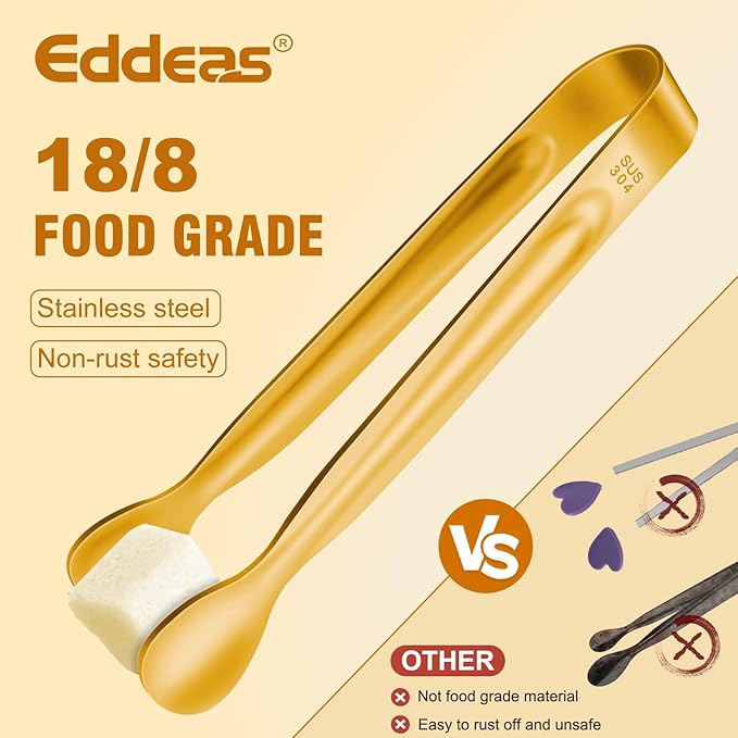 12 PCS Small Serving Tongs, 6" Mini Gold Sugar Tongs, Stainless steel Small Kitchen Tiny Food Tongs for Serving Food, Coffee Bar, Tea Party, Desserts Party and Ice Bucket - Image 2