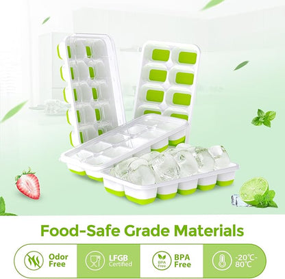 DOQAUS Ice Cube Tray with Lids - 4 Pack Stackable Silicone Ice Trays for Freezer, BPA & LFGB Safe, Easy Release for Kitchen, RV, Cocktail, Coffee, Soup & Food - Image 3